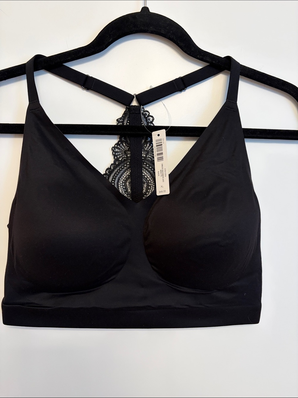 NWT Soma Enbliss RacerBlack Lace-Back Bralette XL